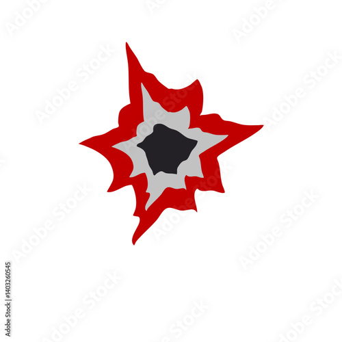 Bloody gunshot icon. Bullet hole. Vector illustration 