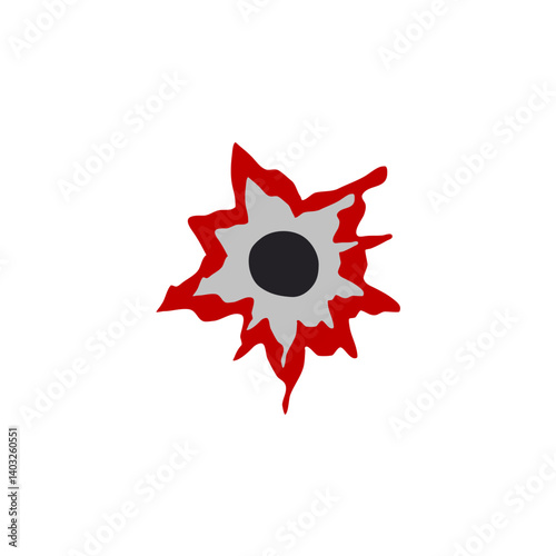 Bloody gunshot icon. Bullet hole. Vector illustration 