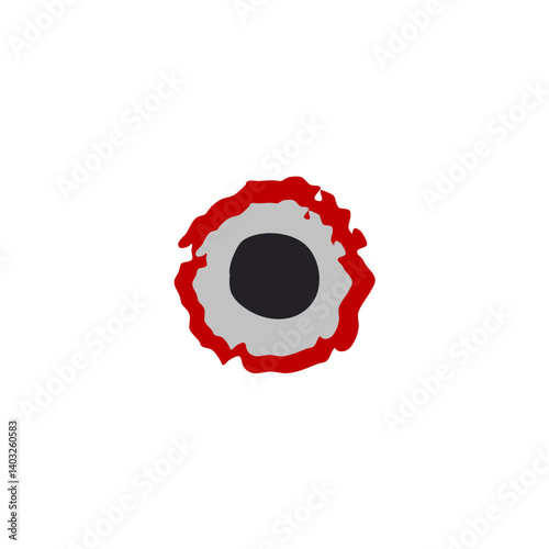 Bloody gunshot icon. Bullet hole. Vector illustration 