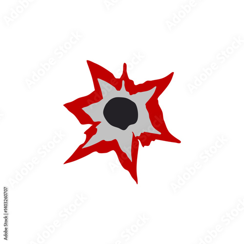 Bloody gunshot icon. Bullet hole. Vector illustration 