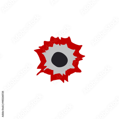 Bloody gunshot icon. Bullet hole. Vector illustration 