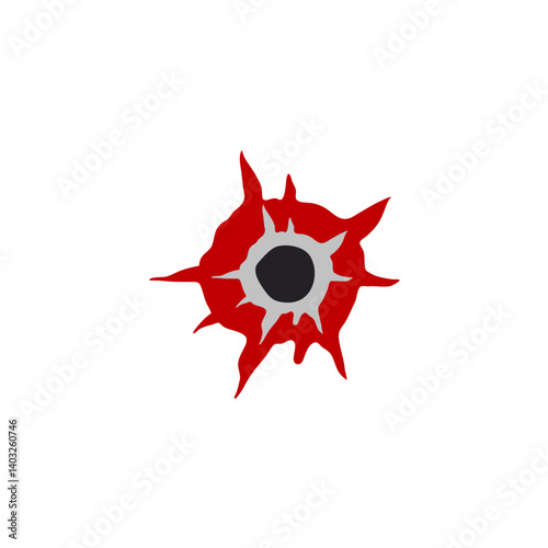 Bloody gunshot icon. Bullet hole. Vector illustration 