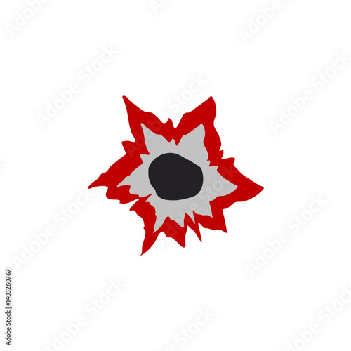 Bloody gunshot icon. Bullet hole. Vector illustration 