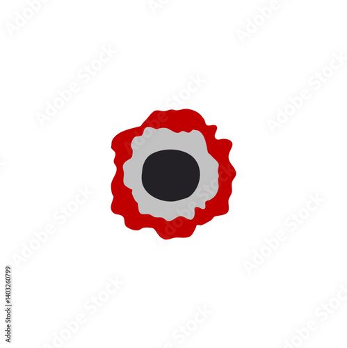 Bloody gunshot icon. Bullet hole. Vector illustration 