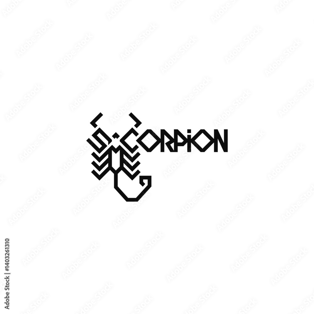 Obraz premium Scorpion shaped text logo idea.