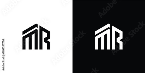 m r mr initial building logo design vector symbol graphic idea creative