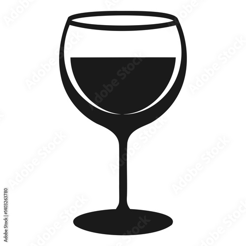 Black Wine Glass Outline Minimalistic Silhouette Design for Transparent Use