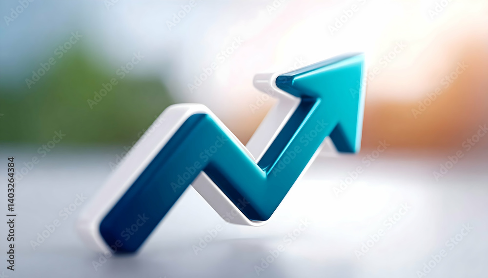 Upward trending blue and white arrow, signifying growth and progress. Generative AI Upward trending blue and white arrow, signifying growth and progress. Generative AI