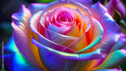 Rainbow roses close-up