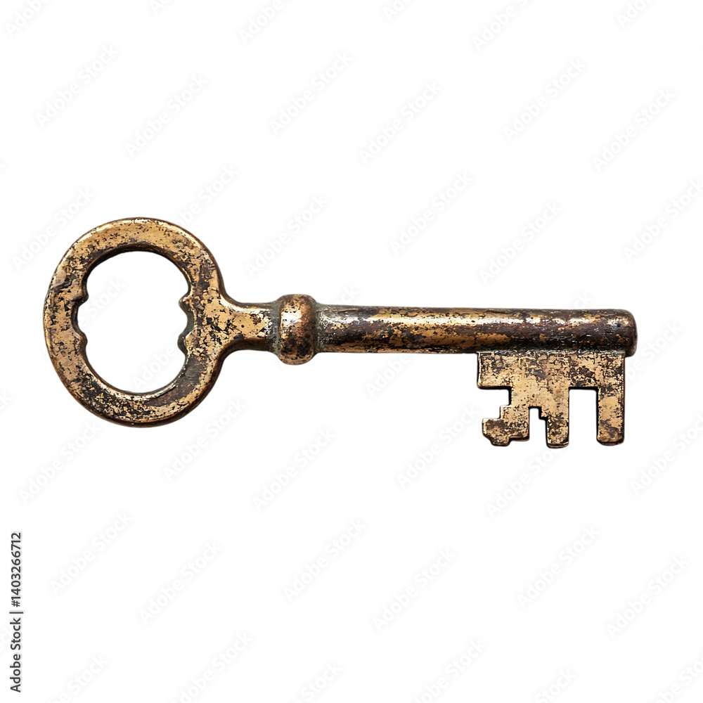 Antique brass key, isolated on black background. Antique brass key, isolated on black background.