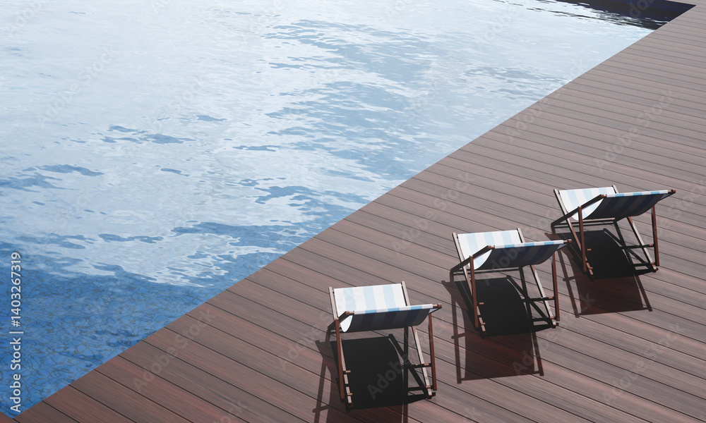 Pool deck with lounge chairs Pool deck with lounge chairs