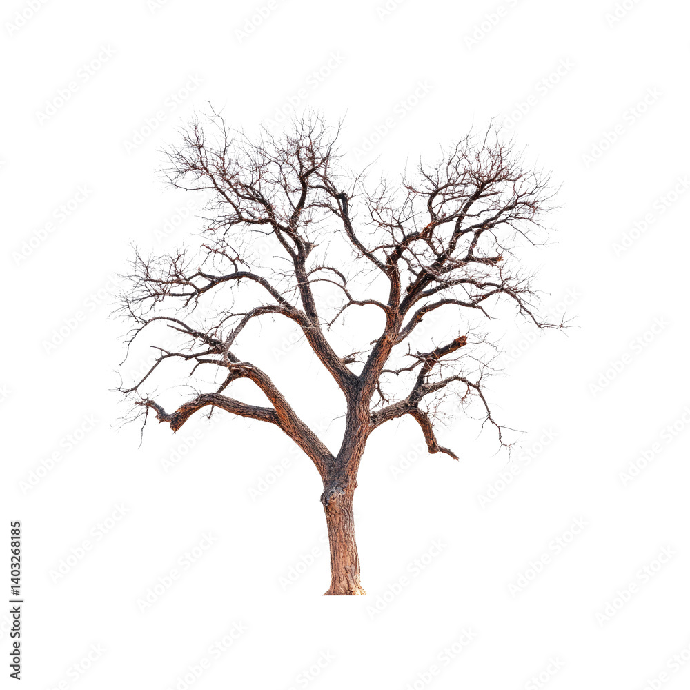Obraz premium Frosty Winter Tree Isolated on Transparent Background