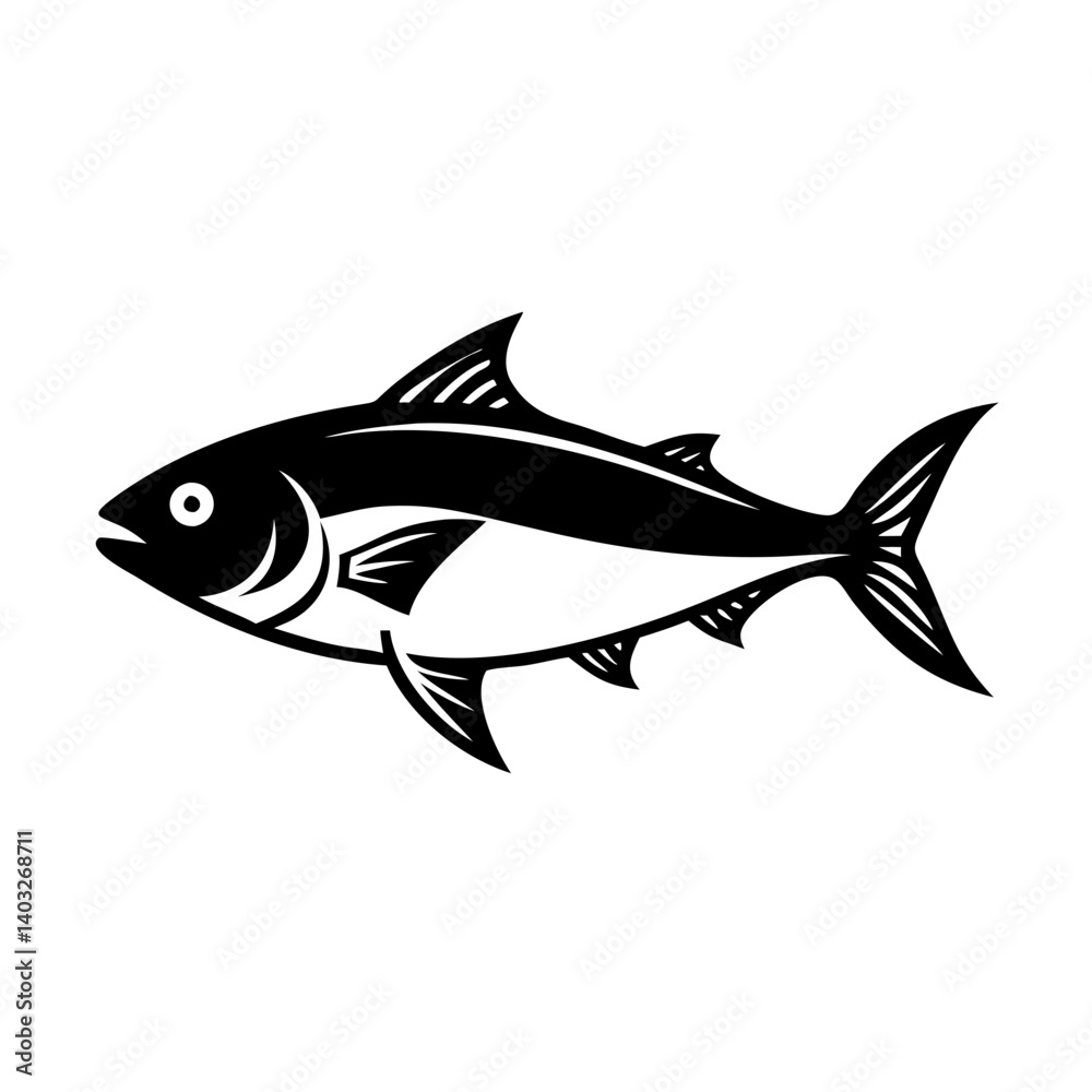 Fototapeta premium yellowtail icon, yellowtail silhouette vector illustration-simple silhouette illustration of yellowtail, perfect for yellowtail logos and icons