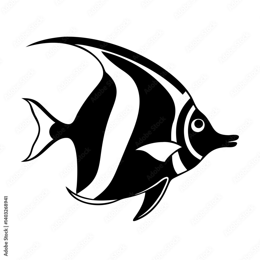 Obraz premium moorish idol icon, moorish idol silhouette vector illustration-simple silhouette illustration of moorish idol, perfect for moorish idol logos and icons