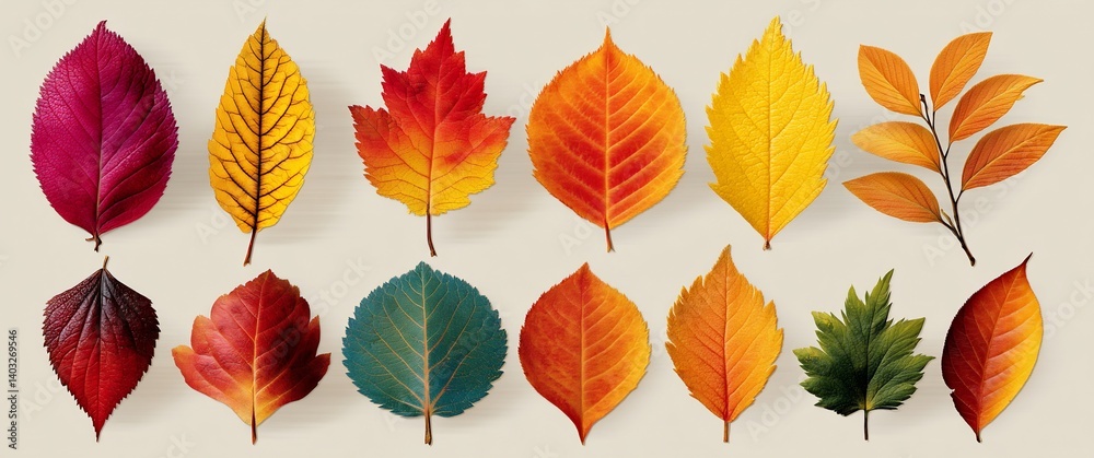 Obraz premium Colorful autumn leaves collection. Vibrant hues