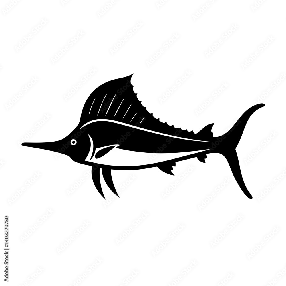 Obraz premium sailfish icon, sailfish silhouette vector illustration-simple silhouette illustration of sailfish, perfect for sailfish logos and icons
