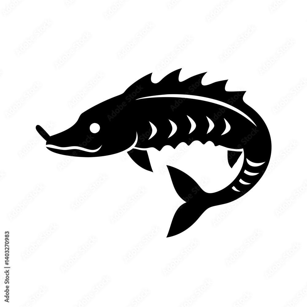Obraz premium sturgeon icon, sturgeon silhouette vector illustration-simple silhouette illustration of sturgeon, perfect for sturgeon logos and icons