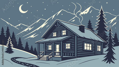 winter landscape with house