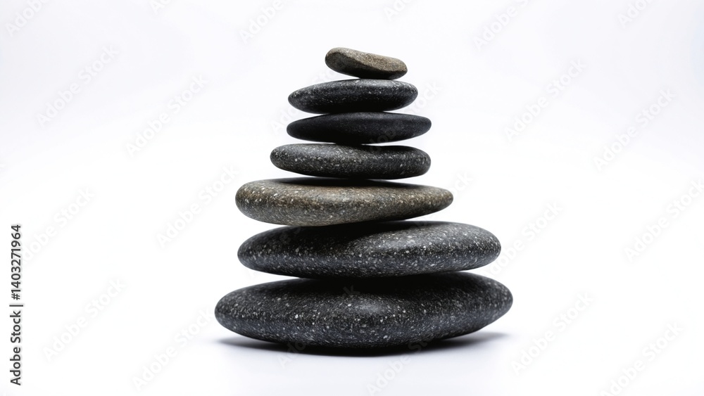 Stacked Stones Balance Still Life Isolated on White Background Symbol Stacked Stones Balance Still Life Isolated on White Background Symbol