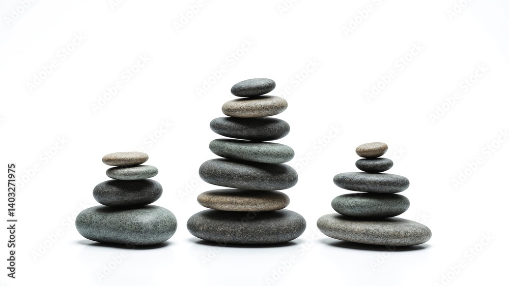 Stacked Stones Balance Still Life Isolated on White Background Symbol Stacked Stones Balance Still Life Isolated on White Background Symbol