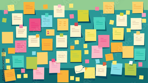 A wall covered in postit notes filled with visitors thoughts and reactions to the art.