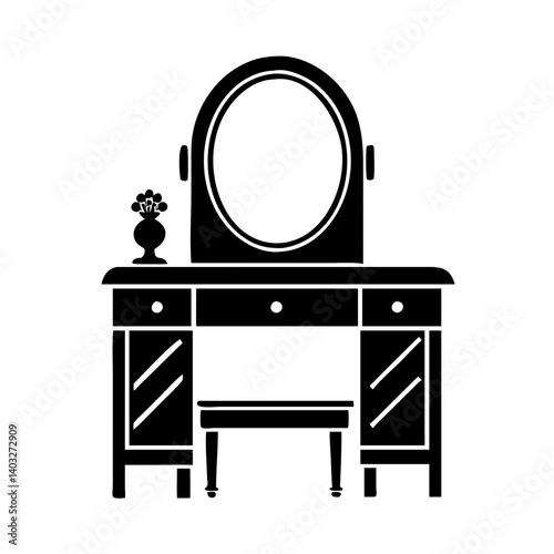 dressing table icon, dressing table silhouette vector illustration-simple silhouette illustration of dressing table, perfect for dressing table logos and icons