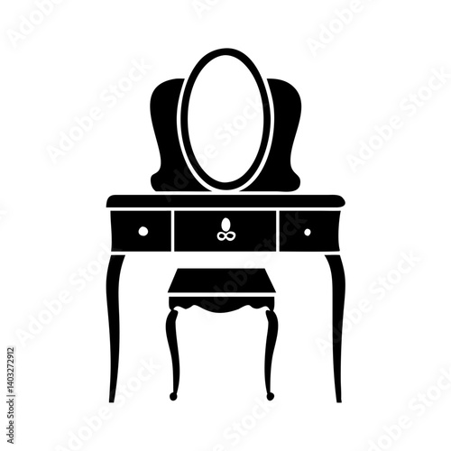 dressing table icon, dressing table silhouette vector illustration-simple silhouette illustration of dressing table, perfect for dressing table logos and icons