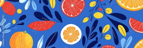 Vibrant fruit-themed graphic layout for advertising and promotional materials