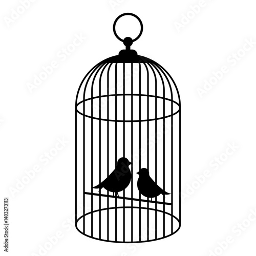 Bird in cage icon isolated on white background
