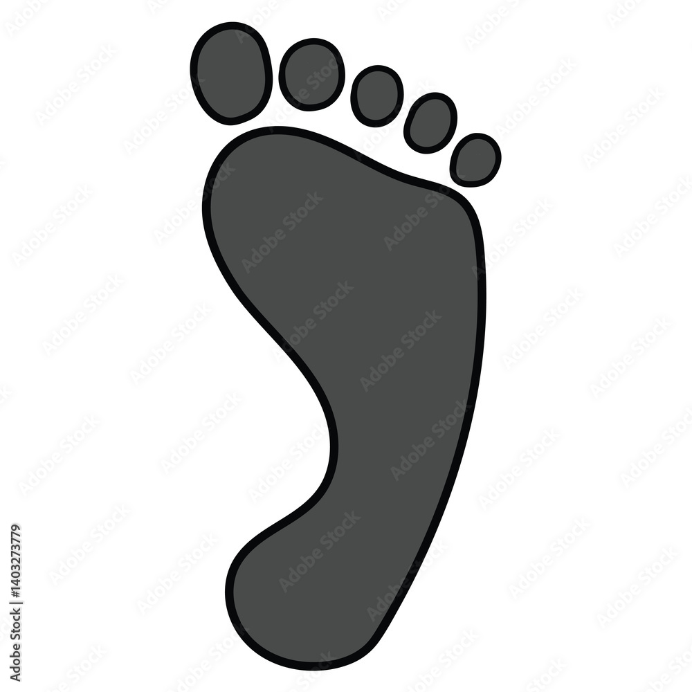 Hand drawn cartoon human footprint on white background. Hand drawn cartoon human footprint on white background.