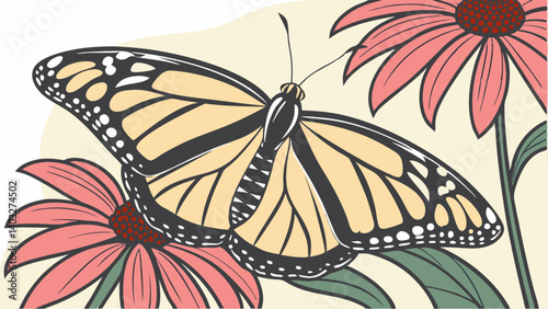 butterfly and flowers