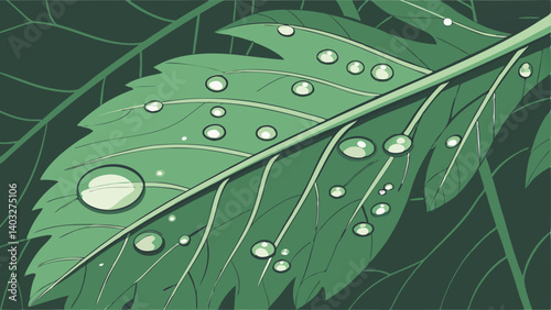 green leaf with water drops
