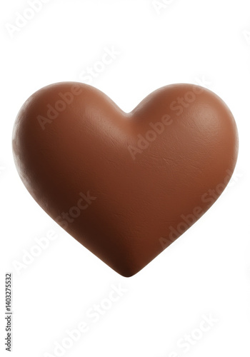 3D Brown Heart Symbol with Soft Leather Texture on White Background