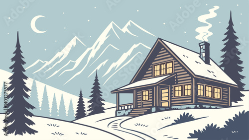 winter landscape with houses