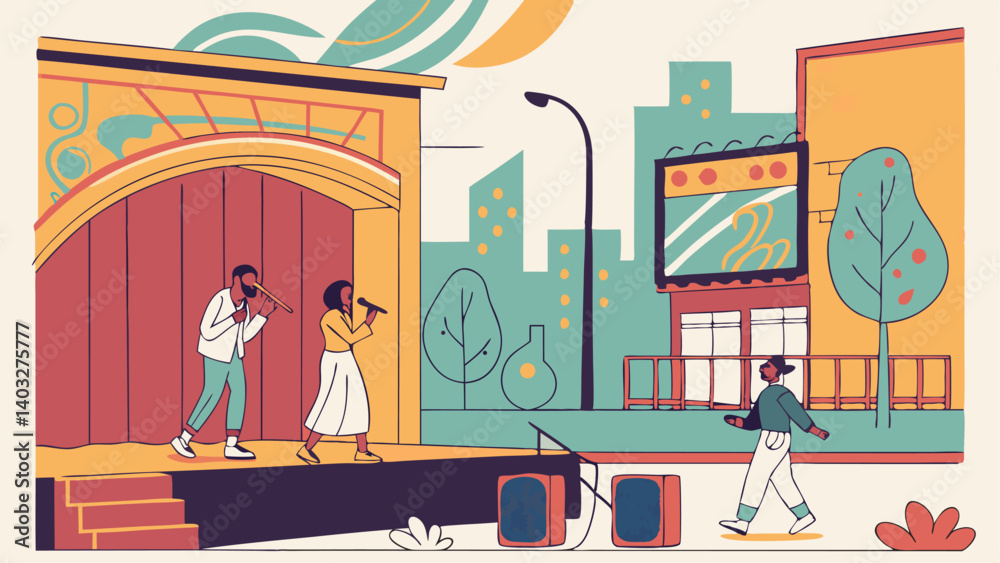 Naklejka premium people in the city