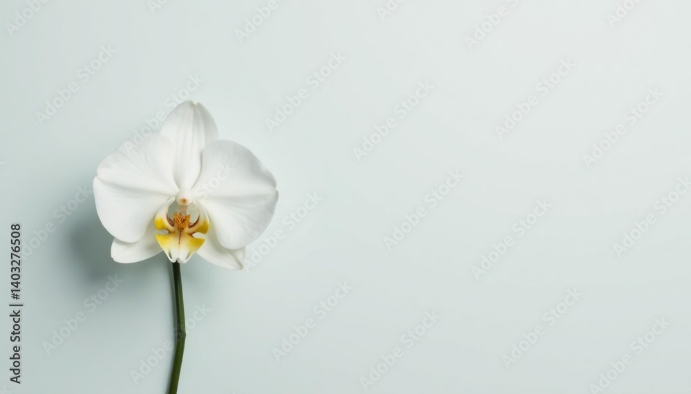 Single white orchid isolated on a plain background, simple, single flower, nature Single white orchid isolated on a plain background, simple, single flower, nature