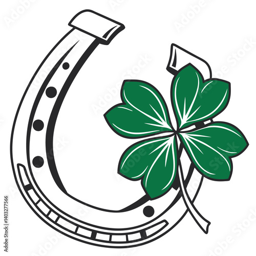 Horseshoe lucky symbol with clover st patricks vector image (11).eps