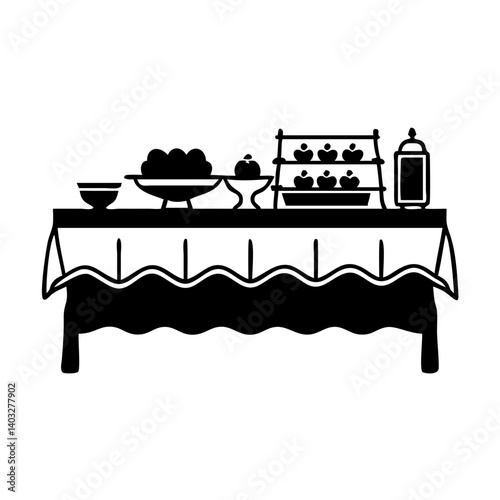 buffet table icon, buffet table silhouette vector illustration-simple silhouette illustration of buffet table, perfect for buffet table logos and icons