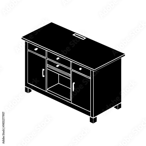 kitchen island icon, kitchen island silhouette vector illustration-simple silhouette illustration of kitchen island, perfect for kitchen island logos and icons