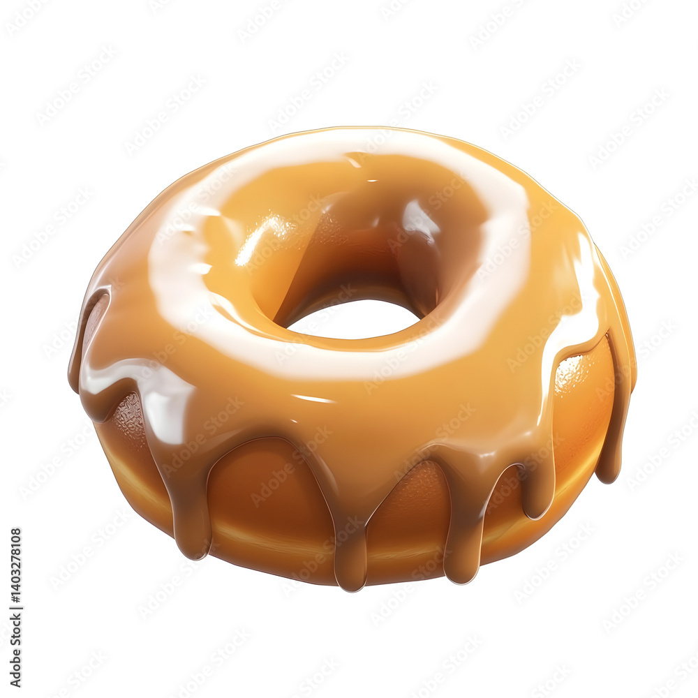 3D icon of a glazed doughnut with icing, symbolizing pastries or sweet snacks. 3D icon of a glazed doughnut with icing, symbolizing pastries or sweet snacks.