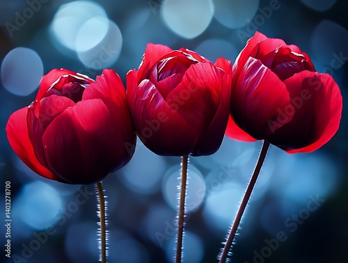 Red Tulips Bokeh Background