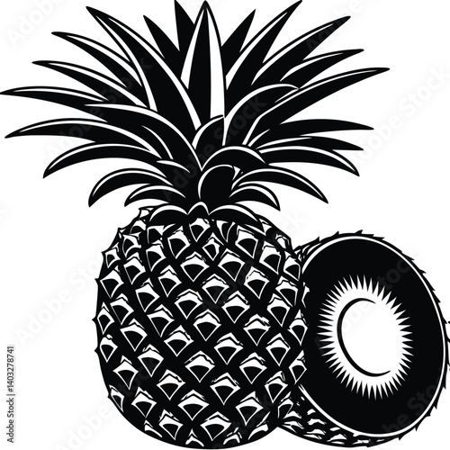 Pineapple silhouette icon vector image (24).eps
