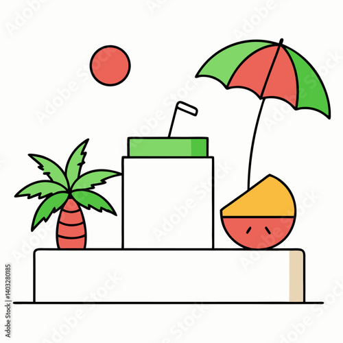 illustration of a drinking see beach