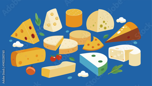 Obraz na płótnie A selection of different types of cheeses from around the world. w salonie