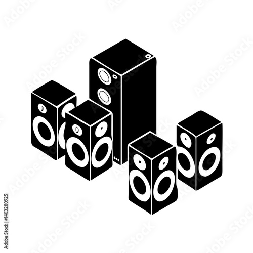 surround sound speakers icon, surround sound speakers silhouette vector illustration-simple silhouette illustration of surround sound speakers, perfect for surround sound speakers logos and icons