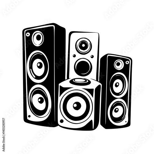surround sound speakers icon, surround sound speakers silhouette vector illustration-simple silhouette illustration of surround sound speakers, perfect for surround sound speakers logos and icons
