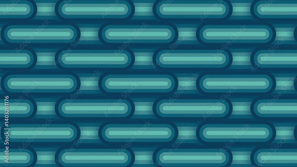 4k striped texture blue palette animated pattern. Round squares seamless looped. Abstract vertical universal retro animation. Elegant memphis 80s 70s. Digital lines. Linear Ornament. Ramen waves BG