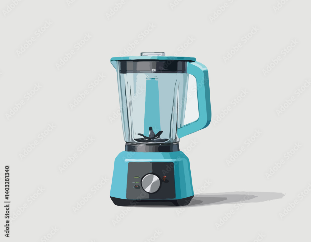 Appareil mélangeur avec récipient en verre isolé sur fond blanc. Rendu réaliste 3D de Blender électrique