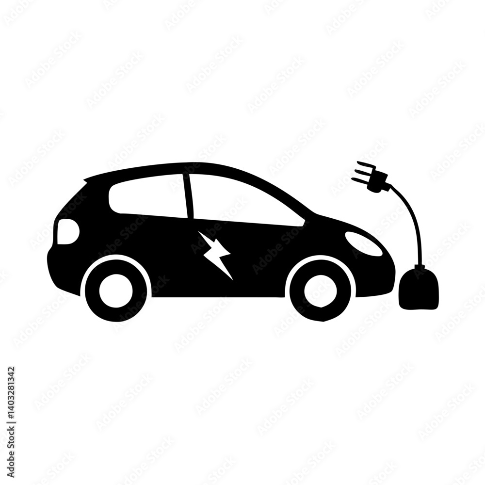 Fototapeta premium electric car icon, electric car silhouette vector illustration-simple silhouette illustration of electric car, perfect for electric car logos and icons