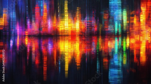 Wallpaper Mural Vibrant Cityscape Reflection: A Symphony of Lights and Colors Torontodigital.ca